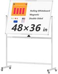 Neatsure Large Rolling Whiteboard on Wheels, 48" x 36" Double-Sided Mobile White Board with Stand, 4' x 3' Portable Standing Magnetic Dry Erase Board Easel for Home Office Classroom School, Silver
