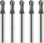 SPEED TIGER ISB Carbide Ball Nose End Mill - Micro Grain Carbide End Mill for Alloy Steels/Hardened Steels - 2 Flute - ISB5/16"2T - Made in Taiwan (5 Pieces, 5/16")