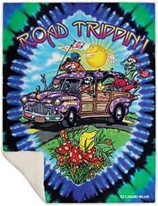 Liquid Blue Men's Hippy Road Trippin' Tie Dye Warm Coral Fleece Throw Blanket, Multi, 50" X 60"