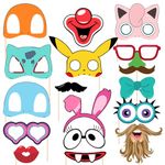 Zyozique ® Pokemon Theme Photo Booth Props | Props for Birthday Decorations | Poke Theme Party Photo Booth Props | Birthday Props (Pack of 16)