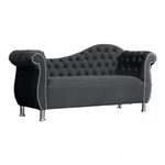 MOORCROFT BEDS Artois Double Arm Chaise Lounge Sofa Vintage Chesterfield Soft Velvet Button (Grey)