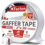 XFasten White Gaffer Tape 2 Inch X 30 Yards, Non-Reflective Matte Finish, No Residue Gaffers Tape, Multipurpose White Pro Gaff Tape, Floor Tape for Electrical Cords, White Gaffing Tape for Walls