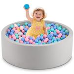 Aunekiv Baby Ball Pit, Round Soft Foam Ball Pit for Toddlers, Indoor Outdoor Small Kids Ball Pool, 90x30cm, Balls Not Included, Grey