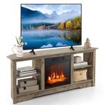 Tangkula 58” Fireplace TV Stand, Home Entertainment Center with 18” 1400W Electric Fireplace, with Remote & Adjustable Brightness, Corner Media Console Table for up to 65” TVs