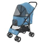 Sunny Sonny Pet Stroller for S/M Dogs & Cats up to 15kg, Kid Stroller,Foldable Portable Travel Carrier with Swivel Wheels, Waterproof, Large Storage Basket, Zipper Entry & Safety Design (Blue)