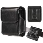 INGIDO for Samsung Galaxy Z Flip 5/4/3 Phone Pouch Holster Belt Case, Leather Pouch with Belt Clip for Phone Holster Case for Motorola Razr Plus, Moto Razr+ 2023, Galaxy Z Flip 5/4/3/2 -Black