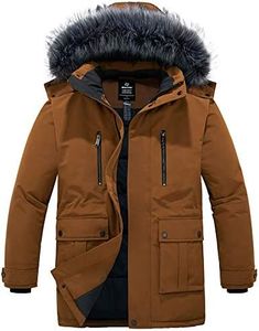 Wantdo Homme Veste Chaude d'hiver Manteau Coupe-Vent Décontracté Manteau d'Extérieur en Coton Epais Veste Polaire à Col Montant Veste Militaire Jaune S