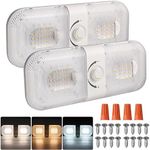 Justech 2PCS RV LED Lights, 120LEDs RV Interior Camper Lights 3 Color Temprature 12-24V LED Light Fixture with Switch for RV/Camper/Car/Trailer/Boat (Warm Cool Natural White)