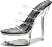 Cape Robbin Clear High Heels for Women - Sexy Stiletto Heels Women - Clear Heels for Women - Strappy Stripper Heels For Women Nude Pleaser Heels (Kim)