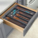 SmartSlide Expandable Cutlery Tray For Kitchen Drawer, Adjustable Silverware Tray for Kitchen Drawers, Kitchen Organizer for Spoon, Cutlery, Flatware Storage (19 inch)