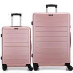 FLIEE Suitcase Set | Lightweight Hard Shell Suitcases | 4 Silent Dual Spinner Wheels | TSA 3 Digit Combination Lock | Aluminium Telescopic Handle | 2 Pcs Luggage Sets (Rose, Cabin 20''+ Large 28")