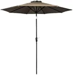 Four Seasons Courtyard 9 Foot Patio Market Umbrella Round Polyester Fabric Outdoor Backyard Shaded Canopy with Crank Lift and Auto Tilt, Taupe