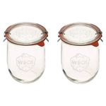 Weck Tulip Jars 1 Liter - Large Sour Dough Starter Jars with Wide Mouth - Suitable for Canning and Storage - 2 with Glass Lids