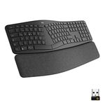 Logitech ERGO K860 Wireless Ergonomic Keyboard - Split Keyboard Layout, Wrist Rest, Natural Typing, Stain-Resistant Fabric, Windows/Mac, Bluetooth + USB, Windows/Mac, QWERTY UK English Layout - Grey