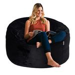 HABUTWAY Bean Bag Chair 3Ft Luxurious Velvet Ultra Soft Fur with High-Rebound Memory Foam Bean Bag Chairs Plush Lazy Sofa with Fluffy Removable Sponge 3'(Black New)