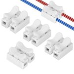 80 PCS CH2 Quick Connector Spring Wire Connectors Block, Electrical Cable Clamp Terminal Block Quick Terminals Connector Block for Electrical Wiring (White)