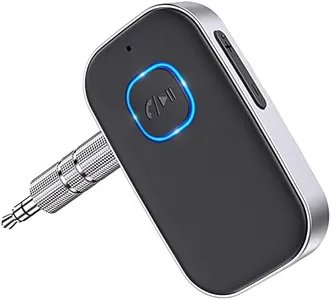 COMSOON Bluetooth Receiver for Car, Noise Cancelling 3.5mm AUX Bluetooth Car Adapter, Wireless Audio Receiver for Home Stereo/Wired Headphones, Hands-Free Call, 16H Battery Life - Black+Silver