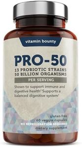 Vitamin Bounty Pro-50 Probiotics 50 Billion CFU for Women & Men - 13 Multi Strain Probiotic + Prebiotic - Digestive Health Supplements for Gut Health Support - Delayed Release Capsules for Men & Women