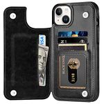 Aoksow Wallet Case for iPhone 14 Plus, Premium PU Leather Card Holder Case with Kickstand Slim Phone Cover for iPhone 14 Plus 6.7 Inch (Black)