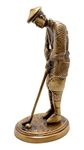 Two Moustaches Brass Golfer Figurine Showpiece, Office Decor, Home Decor, Standard, Brown, Pack of 1