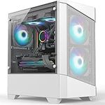 iONZ KZ10W Mini Tower PC Gaming White Cube Case Micro ATX Airflow with 3 x 120mm RGB Fans