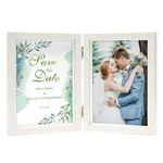 Afuly Double Photo Frame 7x5 White Wooden 2 Picture Frames Freestanding and Wall Hanging Shadow Box Wedding Family Christmas Gifts