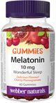 Webber Naturals Melatonin 10 mg Gummy, 60 Gummies, Cherry-Pomegranate Flavour, For Sleep Support, Vegan
