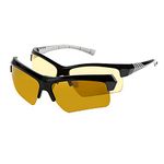 Eagle Eyes 2in1 Sport Magnetic System - Night Driving Base Frame with Polarized Sun ClipOn for Men Women Driving Cycling Running Fishing