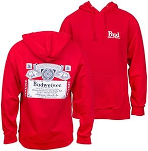 Bud King of Beers Budweiser Front and Back Print Red Hoodie, Red, X-Large