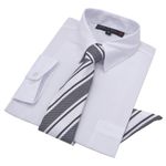 Johnnie Lene Boys Dress Shirt with Tie and Handkerchief #JL26 (8, White)