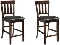 Ashley Furniture Signature Design - Ralene Upholstered Barstool - Rake Back - Set of 2 - Medium Brown