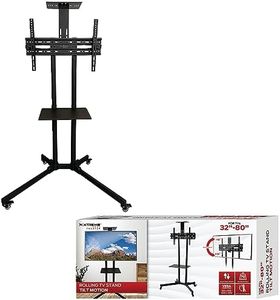 Rolling TV Stand, Television Sizes 32-70 inch, Adjustable Tilt, Wheels with Lock, Xtreme Easy Assembly