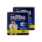 Friends Overnight Adult Diapers Tape Style - 20 Count (Large) with odour lock and Anti-Bacterial Absorbent Core