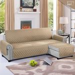 Recliner Sofa Cover with Console, Couch Cover for Living Room, Anti Slip Bottom Split Sofa Cover for Each Seat with Elastic Straps for Kids, Dogs, Pets (L Shape Recliner Large, Camel)