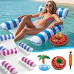 2 Pack Lilo Pool Inflatables,4 in 1 Water Hammock With 2 Drink Holders and 1 Air Pump, Cool Mesh Adult Swimming Floats Pool Toys Sofa Lounger Chair Seat Mattress for Lazy River Beach for Adults