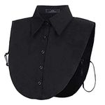 UYTWQS Fake Collar Detachable Blouse Dickey Collar Half Shirts False Collar for Women Girl Favors（5 Buttons, Extended ） Black