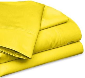 Alaskan King Size Egyptian Cotton Bed Sheets Luxury 600 Thread Count Sheet Set Yellow Solid Sateen Weave for Soft & Silky Feel Long Staple Cotton 38cm(15") Deep Pocket