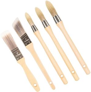 SIMPOR 5PCS Trim Paint Brush Set, Angled and Round Detail Paint Brushes for Walls, Baseboards, Cabinets, Furniture, Corners Edging Painting Tool