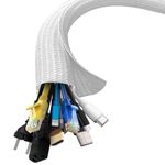 shinfly Cable Tidy Sleeve, 19mm/∅0.75"-10m/32.84ft Self-Closing Cable Duct, Cable Management, Cable Sleeve,Wire Tidy for Desk, TV, Computer, PC, Cable Protection for Dogs, Cats, White