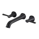 Qinkell Tub Faucet Wall Mount Roman Tub Filler Black Brass Bathtub Faucets with 2 Handles