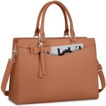 Laptop Bag for Women 15.6 Inch Leather Tote Bag Professional Business Office Work Bag Waterproof Briefcase Computer Tote Bag Large Capacity Lightweight Handbag Shoulder Bag, Brown