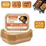 Roe Tenpo Air Fryer Liners, 100Pcs Disposable Baking Parchment Paper, Non-Stick & Greaseproof, Air Fryer Accessories for Ninja AF300UK AF400UK, Salter, Tower and Other Dual Zone Air Fryer