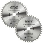 (PACK OF 2) Rennie Tools 250mm x 30mm x 40T TCT Circular Wood Saw Blades Includes 25mm 20mm & 16mm Bore Reduction Rings. Compatible with Bosch Makita Dewalt Circular Saw Etc. Fits 255mm Circular Saws