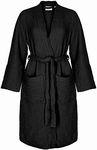 ORMES Muslin Unisex Bathrobe,Turkish 100% Cotton,Soft, Absorbent, Natural Garment Wash, Black, Large-X-Large
