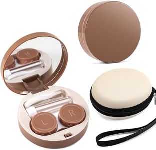 FEISEDY Contact Lens Case, Fashion Portable Contacts Lens Box with Mirror Tweezers Remover Tool Solution Bottle for Travel B0072