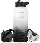 Iron Flask Sports Water Bottle-32oz 3 Lids (Straw Lid), Vacuum Insulated Stainless Steel, Hot Cold, Modern Double Walled, Simple Thermo Cup (Day & Night)