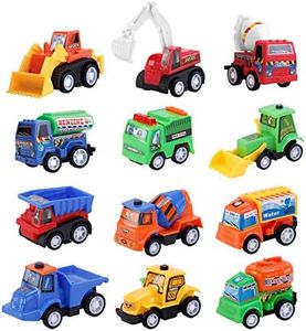 12x Petite Camion Enfant Engins de Chantier Jouet Petite Voiture Enfant Cadeau