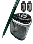 Electric Pencil Sharpener - Kid-Friendly, Manual/Battery-Operated Automated Cordless Sharpener with Container. Perfect for School, Home, Office, and Classroom use