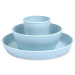 Tiny Twinkle Tableware 3 Pack Dish Set- BPA-Free Cups, Plates and Bowls Sets for Kids and Toddlers - Polypropylene Plastic Dinnerware Set (Ice Blue - Cup, Bowl, Plate Set)