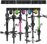 wihxd Bike Storage Rack, 6 Bicycles Bike Wall Mount Garage Organizer & 5 Helmet Hooks, Adjustable Indoor Bicycle Storage Mounted Bike Hanger Holder for Garage or Home Space Saving